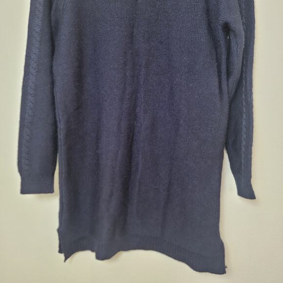 Woolovers Medium Blue‎ Crochet Cable Knit 100% Pure Wool Fisherman Sweater Dress - Picture 12 of 15